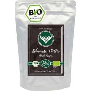 Azafran Pfeffer Premium Qualität, ganze Körner, schwarz, BIO, aus Sri Lanka, im wiederverschließbaren Beutel, 500 g
