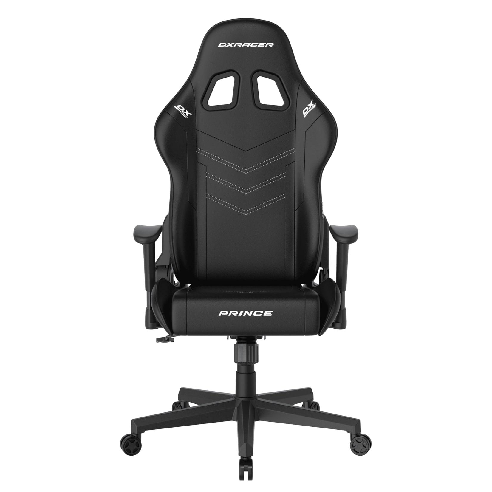 DXRacer Gaming Stuhl, GC/LPF132LTC/N.W, PRINCE Serie, Kunstleder schwarz mit weißen Nähten