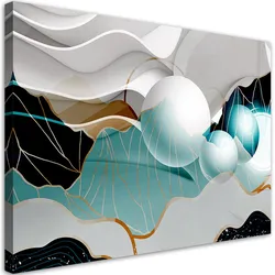 WANDBILD türkis abstrakti mit 3d kugel