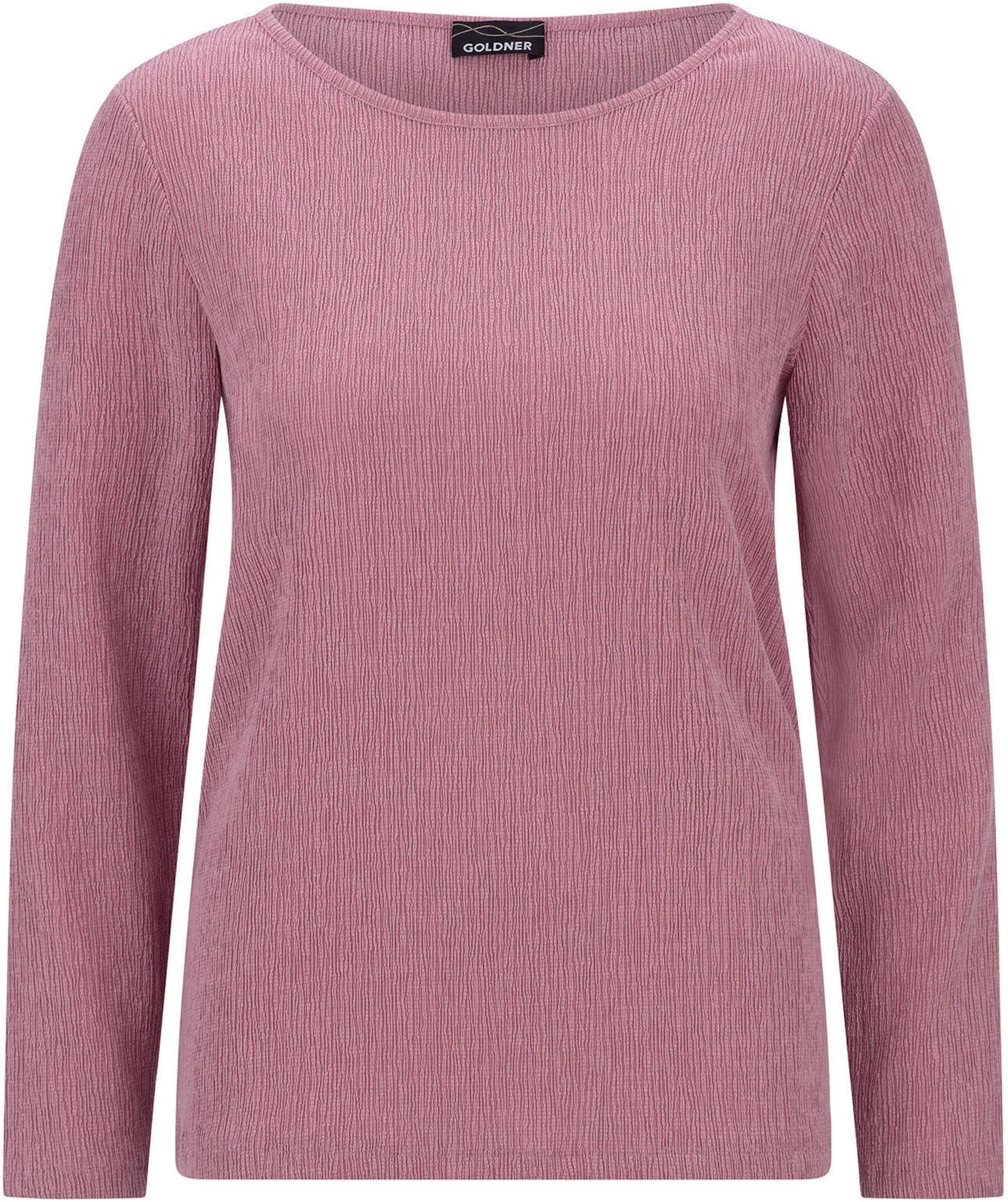 Langarmshirt GOLDNER "Langarm Melange Jersey-Oberteil", Damen, Gr. 52, rosa (altrosé), Modisch, U-Boot-Ausschnitt, Shirts Langarmshirt, U-Boot-Ausschnitt