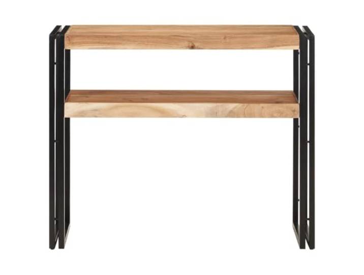 GKHPYURE Konsolentisch 90 x 30 x 75 cm aus massivem Akazienholz Massives Akazienholz, pulverbeschichtetes Eisen, zwei Regalböden, Endbearbeitung, Montage erforderlich