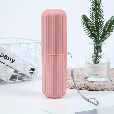 Inspired Finds Travel Toothbrush Set With Portable Case, Rinse Cup & Toothpaste Holder Alcohol Free Compact Oral Care Kit For On the pink