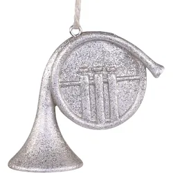 Chic Antique Waldhorn Anhänger mit Glitzer, H7/L6/B3 cm, champagner