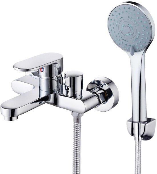 Unyqoos Verchroomde badkamerkraan met watervaluitloop, handdouche en geïntegreerde thermostaat