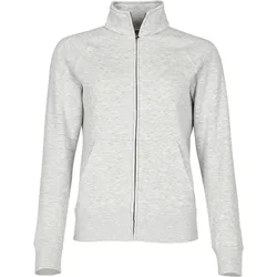 Fruit of the Loom LADIES PREMIUM SWEAT JACKET - Damen Sweatjacke mit Stehkragen und zwei Vordertaschen, graumeliert, XS