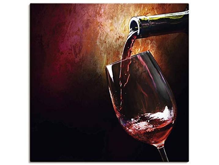 ARTLAND Wanddeko Leinwand Bilder Wandbild 40x40 cm Rotwein Italien Mediterran Getränke Wein Malerei T5PV