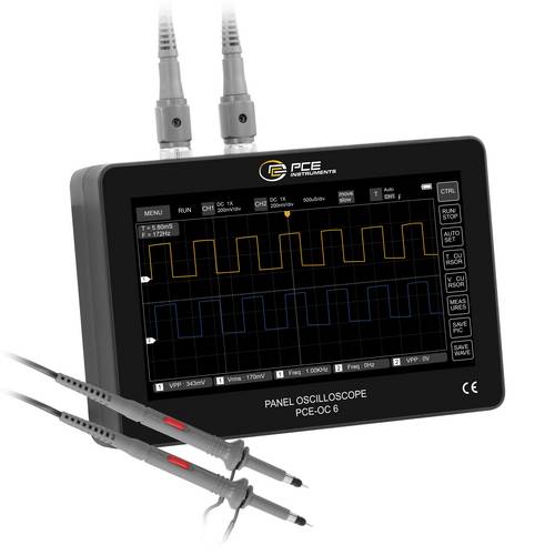 PCE Instruments 2-Kanal Handheld-Oszilloskop PCE-OC 6 |7 Zoll Touchscreen |100MHz Bandbreite |1 GSa/s Abtastrate |USB-C