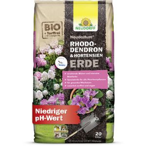 Neudorff Blumenerde  NeudoHum Rhododendron- & Hortensienerde, Bio, für Moorbeetpflanzen, torffrei, Dünger, 20 Liter