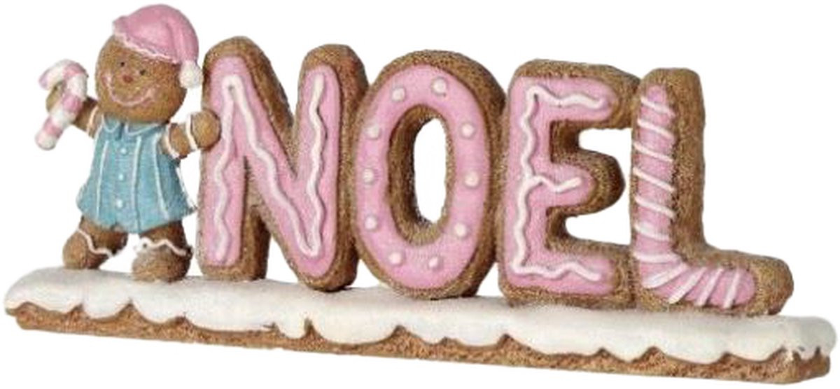 Viv! Christmas Kerstbeeld Gingerbread Noel Snoep Tafelstuk - Pastel Roze Blauw - 20 cm