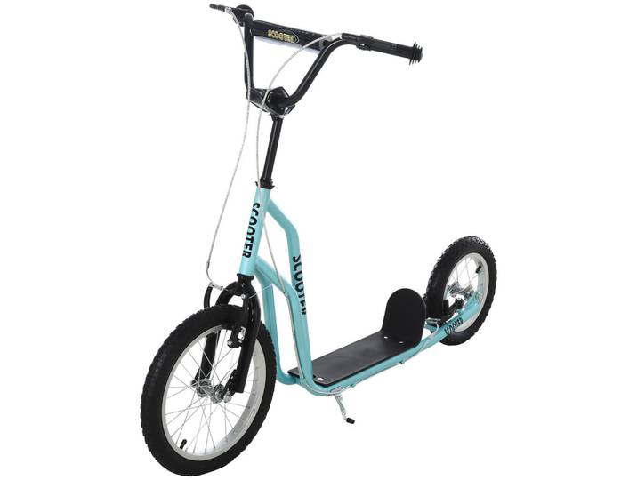 Homcom Kinderroller ab 5 jahre Scooter Cityroller Kinder Luftreifen verstellbar Blau, Metall, 58x88x135 cm, unisex, Spielzeug, Kinderfahrzeuge