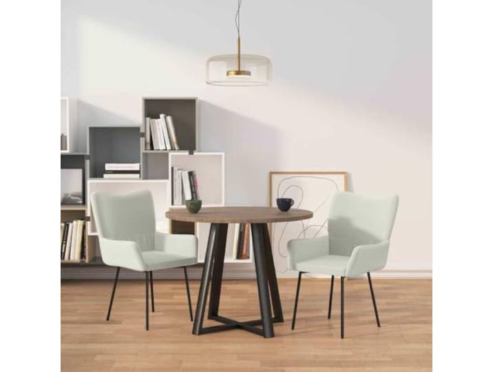 KTHLBRH Esszimmerstühle 2 STK Creme Samt mit Armlehne Metall Sperrholz Weicher Samtbezug, stabiles Metall-Sperrholzgestell, ergonomische Polsterung, Montageanleitung inklusive, Belastbarkeit 110