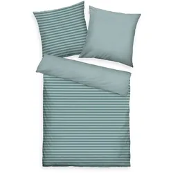Tom Tailor Renforcé Bettwäsche schmaler Querstreifen MIG Fresh Sage & Smokey Sage 200x220 cm + 2x80x80 cm