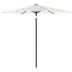 Helloshop26 - Quadratischer Gartenschirm mit Stahlstange 223 x 223 x 213 cm UV-Schutz für den Außenbereich weiße Ausführung