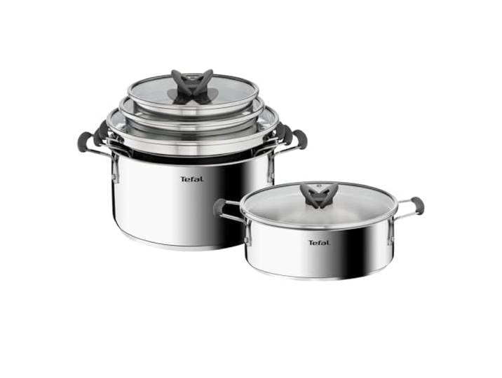 Tefal Opti'Space Topfset 8-Teilig, Töpfe, Pfanne, Glasdeckeln, Kochgeschirr-Set, Kochtopf Set