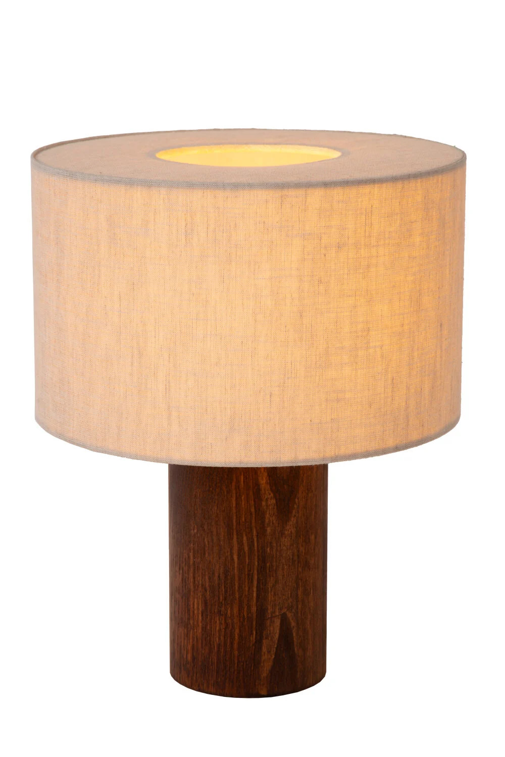 Lucide Tachina Tafellamp - Hout en Textiel - Beige - E27