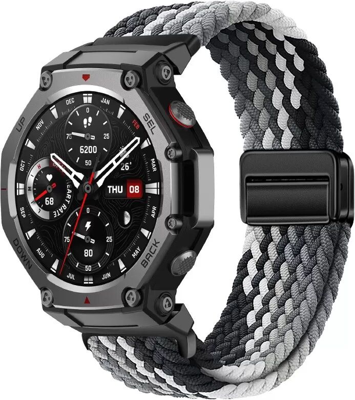 INF Elastisches geflochtenes Magnetarmband kompatibel mit Amazfit T-Rex 2 - Nylon Uhrenarmband Mehrfarbig