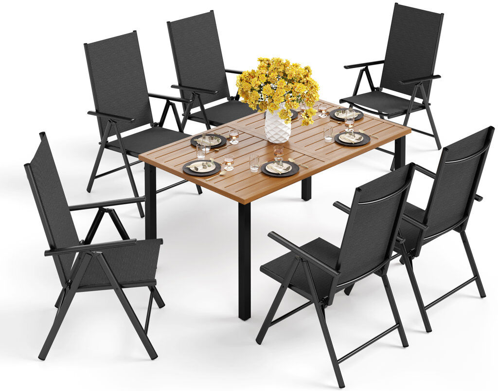 Blue Elephant Rectangular 7 - Piece 6 - Person 152.4 Cm L Outdoor Table Set Black 6