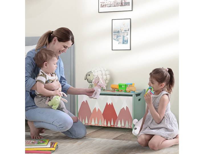 ZONEKIZ Coffre Rangement Vert Motif Mignon avec Couvercle