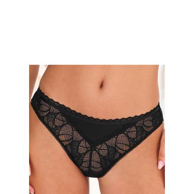 Stringpanty LASCANA "Alicia", Damen, Gr. 44/46, Microtouch, schwarz, Microtouch, Obermaterial: 90% Polyamid, 10% Elasthan, figurbetont, Unterhosen, aus dezent transparenter Spitze