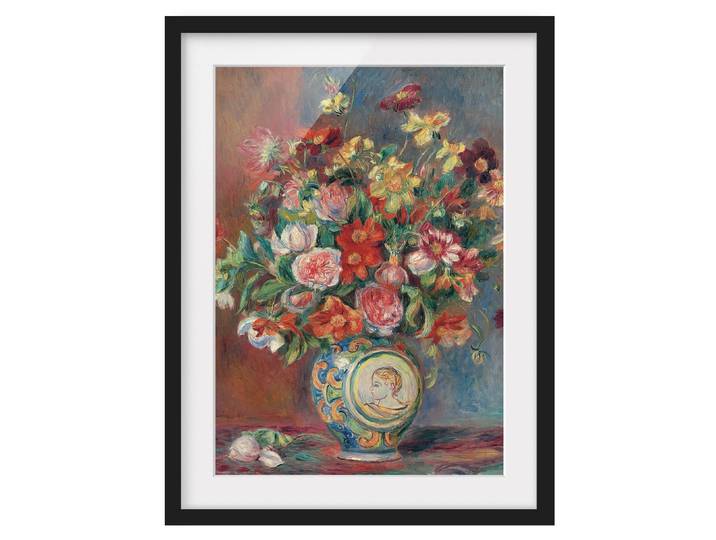 Impression art bouquet de fleurs I Pin massif, verni mat Multicolore 40 x 55cm