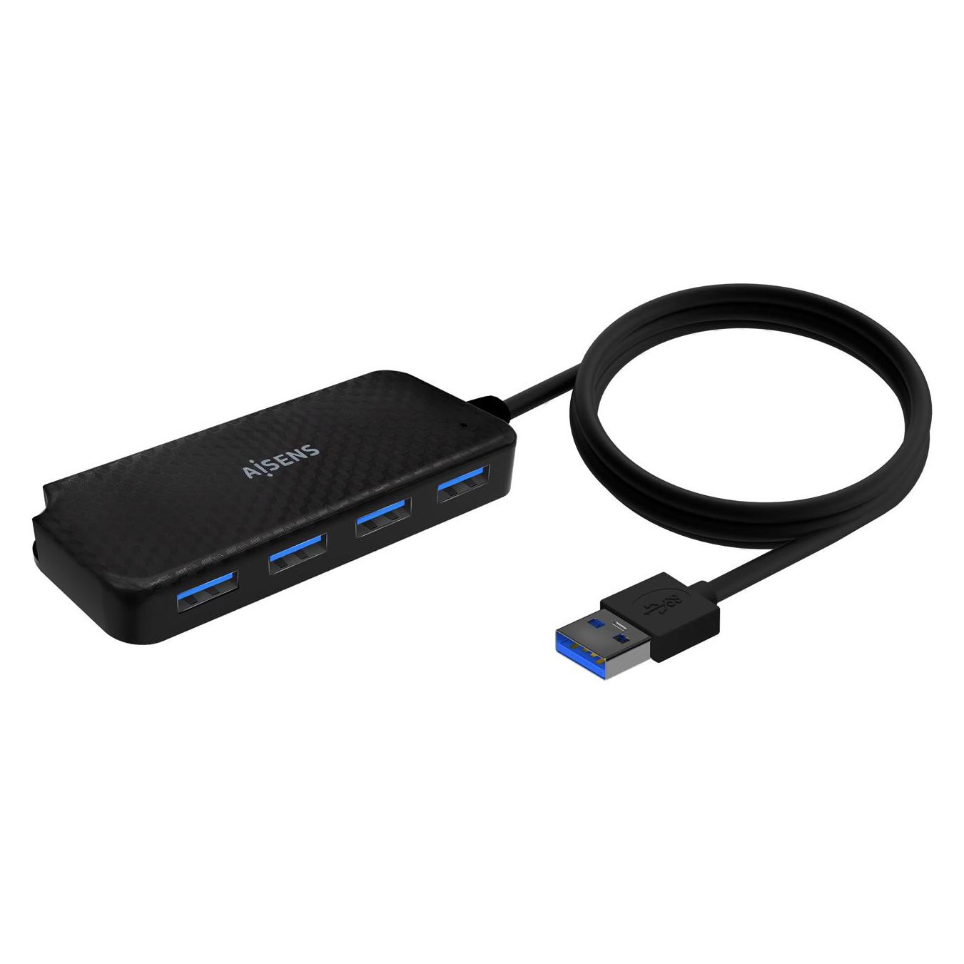 Aisens HUB USB 3.0 TIPO A/M-4XTIPO A/H NEGRO 60CM (USB-A, 4 Ports) (A106-0714)