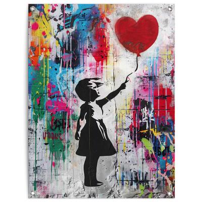 Poster REINDERS "Balloon Girl Grafitti", bunt (farbe bild(er): mehrfarbig), B:60cm H:80cm T:0,1cm, Bilder, Poster, Garten - Mehrfarbig - Leinwand - Kunst - 60x80 cm