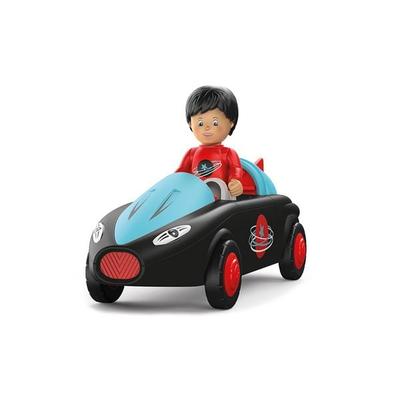 SIKU 0115 - Toddys, Sam Speedy, Spielzeugauto mit Rückziehmotor/Licht/Sound und Spielfigur, schwarz/türkis