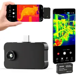 VEVOR Wärmebildkamera für iOS & Android, 512x384 Super IR & 256x192 IR-Auflösung Thermobildkamera für Smartphone Tablet mit USB-C, 25Hz Infrarotkamera mit 6 Farbpaletten für -20°C-550°C Inspektionen