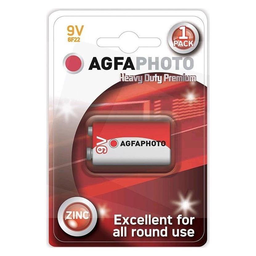 Agfaphoto Battery Heavy Duty 6F22 9V sheet/1pcs zinc (1 Stk., 9V Block) (4250175808123)