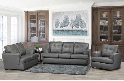 Travis Premium Grey Top Grain Leather Sofa, Loveseat and Chair Set
