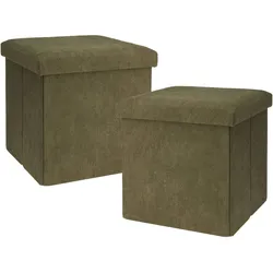 WellHome - 2er-Pack dunkelgrüne Hocker mit Aufbewahrung 38x38x38cm