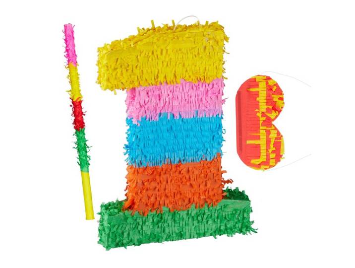 Relaxdays 3-teiliges Pinata Set Zahl 1