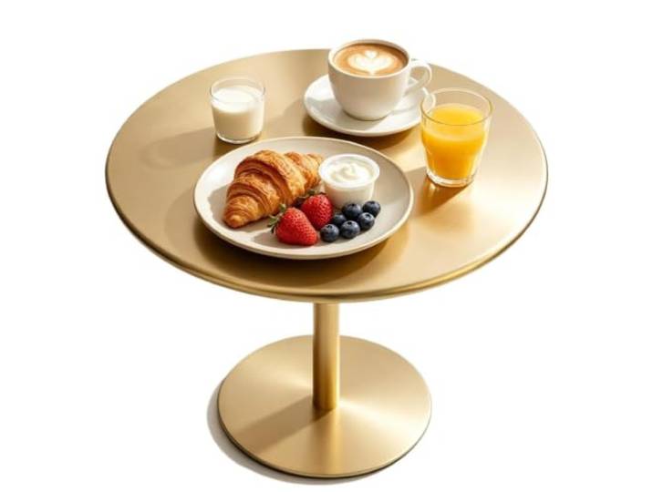 Hoher runder Frühstücks-Esstisch, Getränke-Couchtisch Bartisch Theke Bistro-Pub-Tische Kleine Beistelltische für den Innen Außenbereich, Wohnzimmer, Schlafzimmer, Balkon(Gold,60x60x104cm)