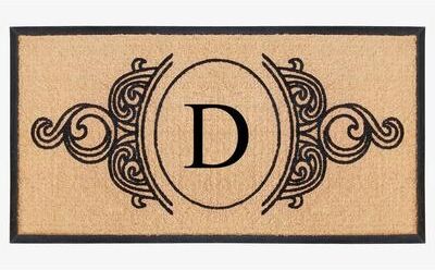 A1 Home Collections Natural Coir & Rubber Hand Flocked Large Monogrammed Doormat 30X60 Inch
