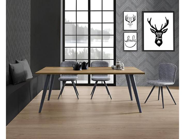 JVmoebel Esstisch Brauner Esstisch mit Holzplatte und stabilen Metallfüßen (Packung, 1-St., Tisch)