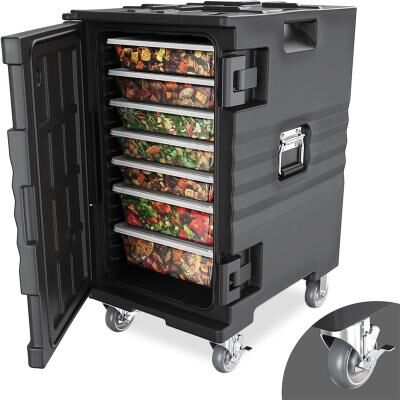 Insulated Food Pan Carrier with Lockable Wheels Double Buckles and Handles