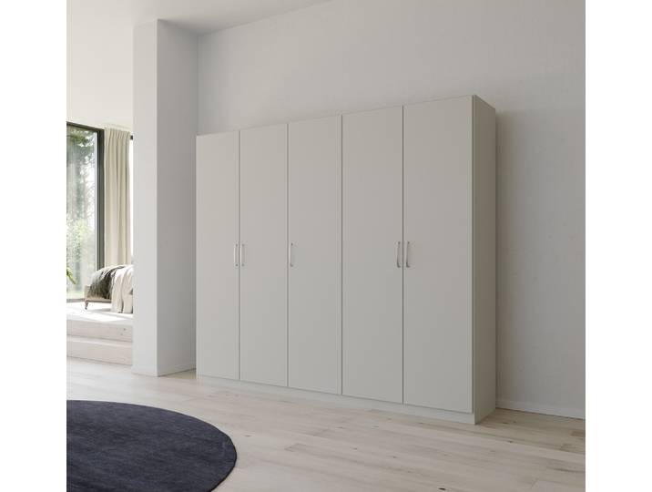 Kleiderschrank Drehtürenschrank Quadra-Spin , 5-türig , seidengrau , 226x210 , Griff Pure