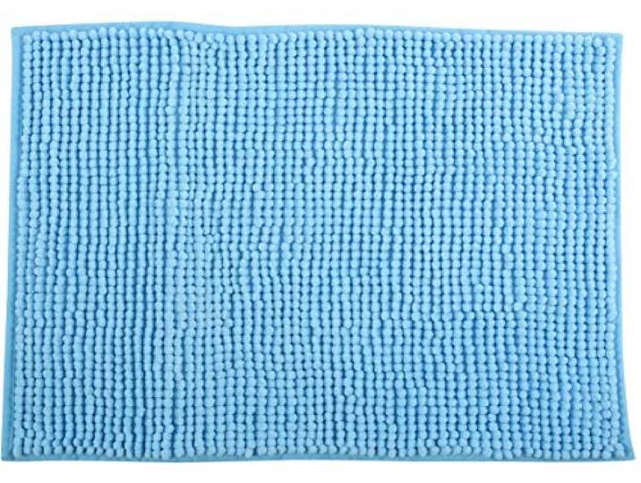 MSV Badteppich Badvorleger Duschvorleger Chenille Hochflor Badematte 50x80 cm – Hellblau