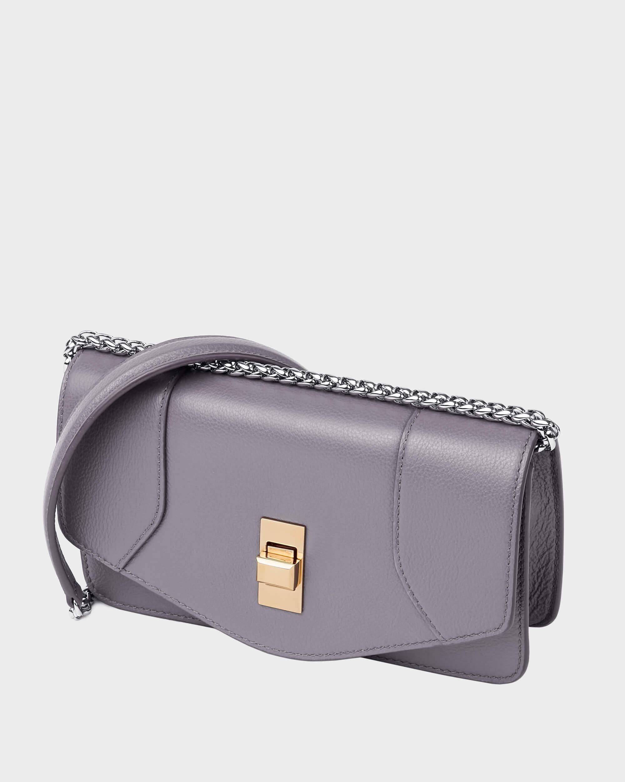 Mikro-Schultertasche Grau Lila