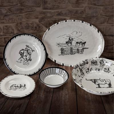 Paseo Road by HiEnd Accents Paseo Road Ranch Life Western Cowboy 14 Piece Melamine Dinnerware Set
