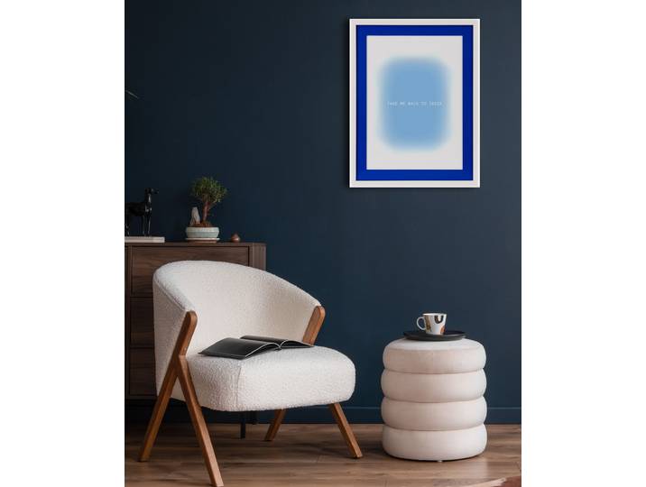 Bild mit Rahmen QUEENCE Text, Spruch, blautöne , blau (farbe rahmen: weiß, farbe bild(er): blau), B:40cm H:50cm T:2cm, Acrylglas, Holz, Bilder, Bild mit Rahmen, Poster mit buntem Acrylglas Passepartout