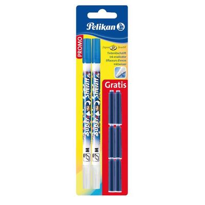 Pelikan Promo, 2 Tintenlöschstift Super Sheriff + 6 Patronen Blau Gratis