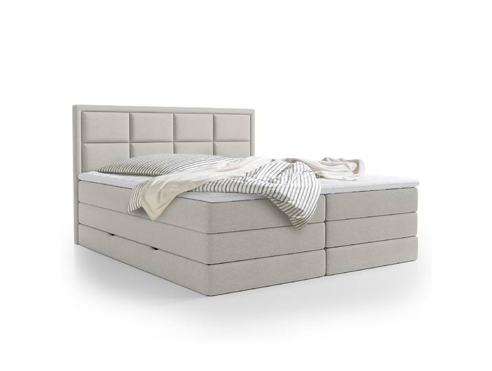 Boxspringbett Maynes 200 x 200cm Webstoff Pria Grau