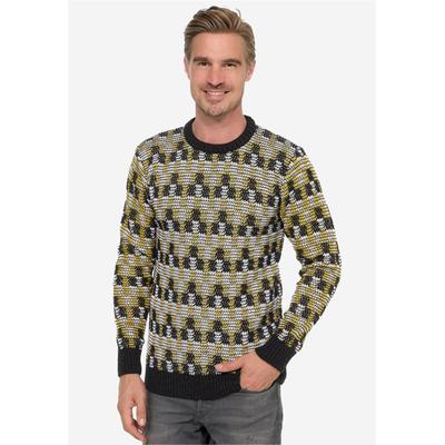 Strickpullover RUSTY NEAL, Herren, Gr. L, gelb (anthrazit, gelb), 70% Polyacryl, 30% Baumwolle, normal, Rundhals, Pullover Strickpullover, mit schöner Musterung