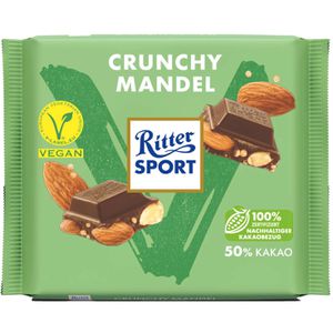 Ritter-Sport Tafelschokolade Crunchy Mandel, 50% Kakaogehalt, vegan, 100g