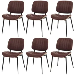 Mendler 6er-Set Esszimmerstuhl HWC-O44, Küchenstuhl Stuhl, Bugholz Kunstleder Öko-Tex FSC® ~ natur, vintage braun