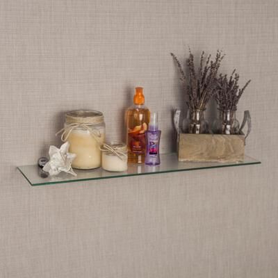 Danya B "Clear Glass Floating Shelf with Chrome Brackets - 24"""
