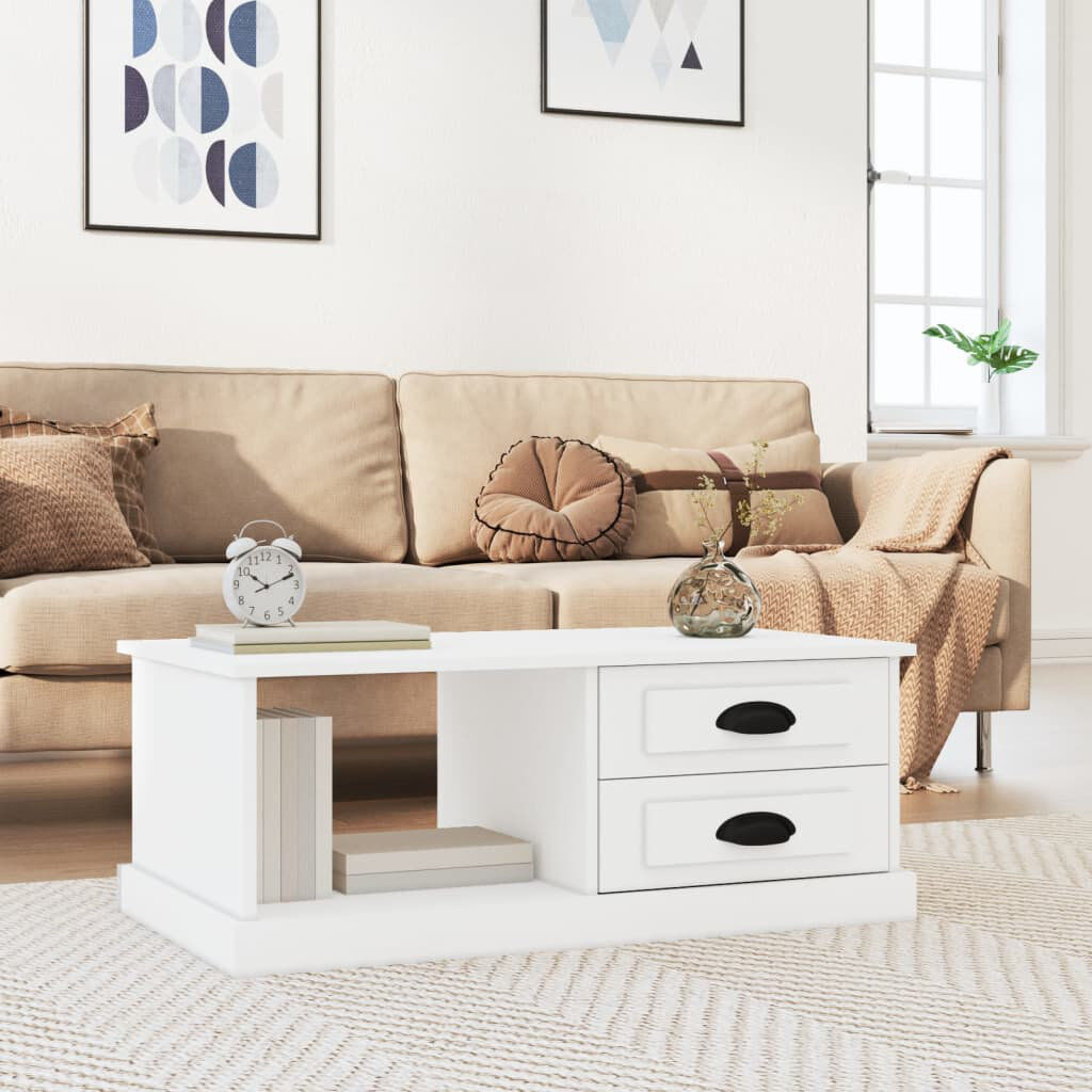 Marlow Home Co. Templeville Floor Shelf Coffee Table with Storage White