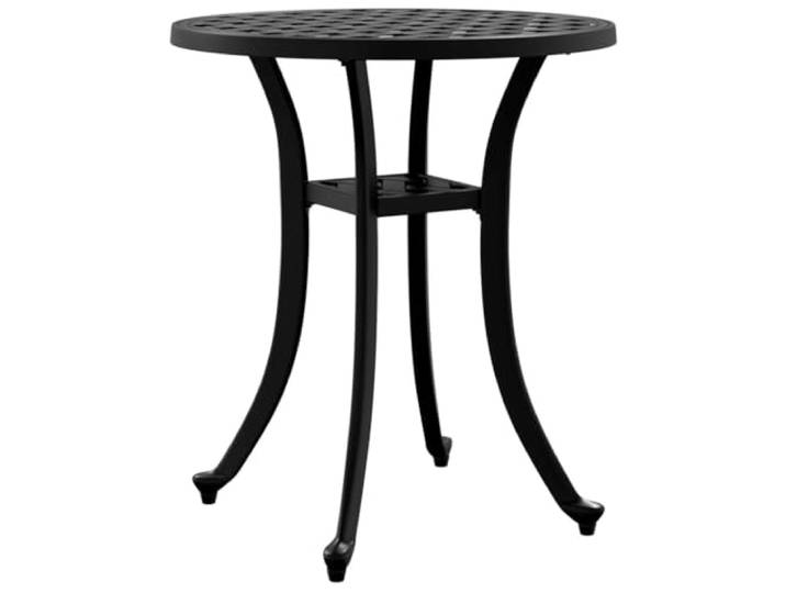 HFXHIJXQ Gartentisch Schwarz Ø48x53 cm Beistelltisch Aluminiumguss Stilvoller runder Balkontisch aus Gussaluminium für Terrasse, Garten und Wohnzimmer mit verzierter Tischplatte.