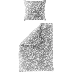 Bettwäsche Mako-Satin grau ( 155x220cm, mit 1 Kissen) - 135x200cm, mit 1 Kissen